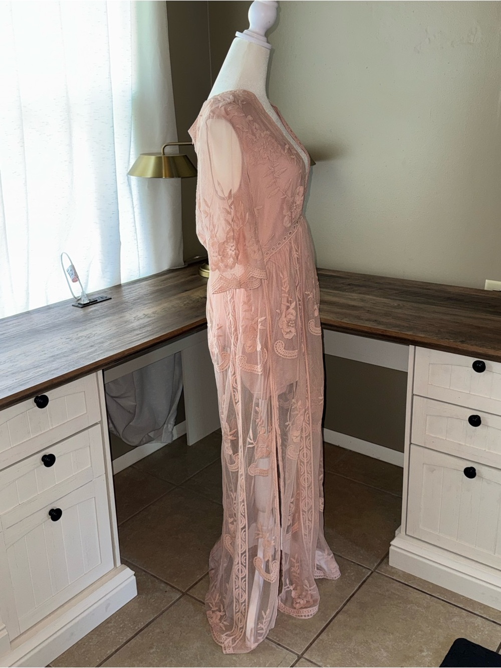 Wishlist Sheer Embroidered Maxi Dress Large - Picture 3 of 8